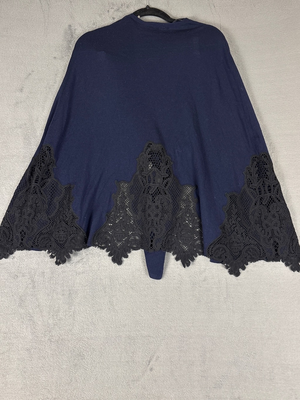 Kobi Halperin Navy Tie-Front Crochet-Trim Poncho - Picture 4 of 4